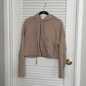 Women's Tan Zip-Up Hoodie Jacket